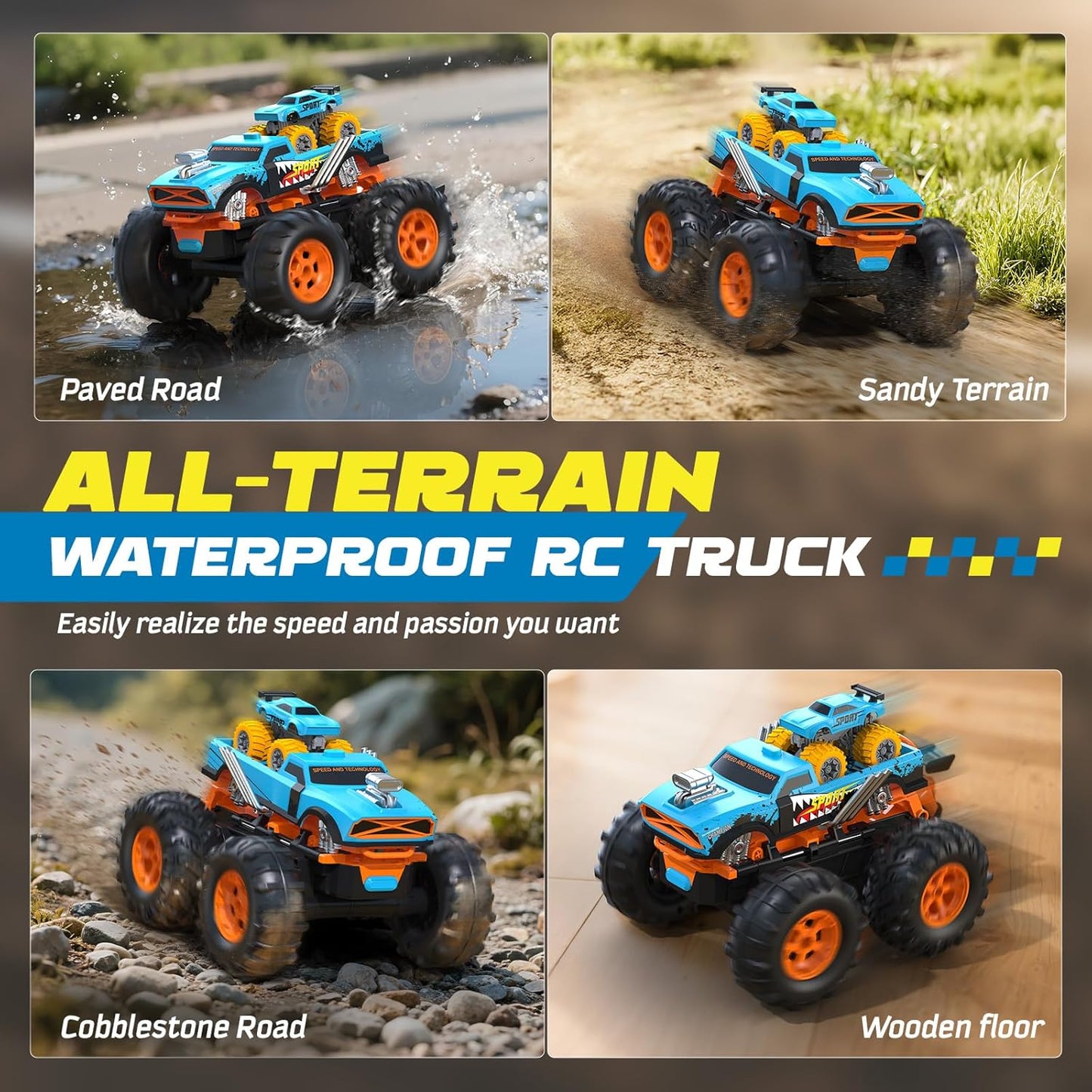 RC Monster Truck - All Terrain Drive | Transforms to Launcher Track