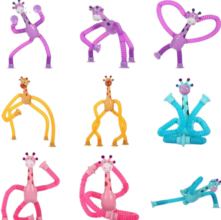 Girraffe Telescopic Suction Cup Toys - LED Light | Pop Tubes