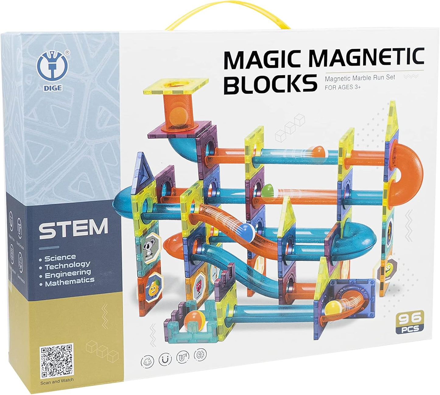 96pcs Magnetic Marble Run Blocks (STEM)