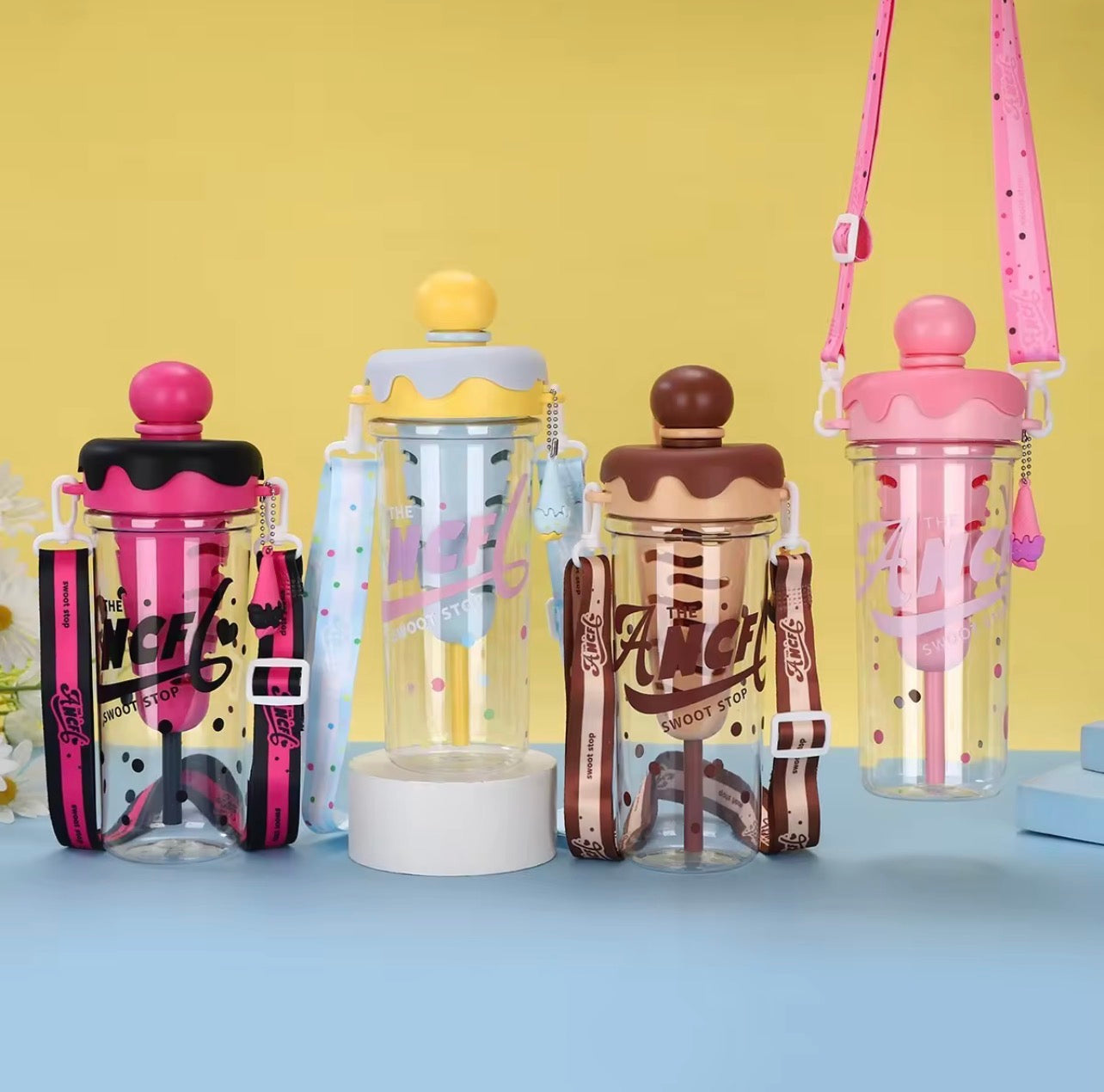Ice Cream Straw Cup with Sling n Stainer | 880ml