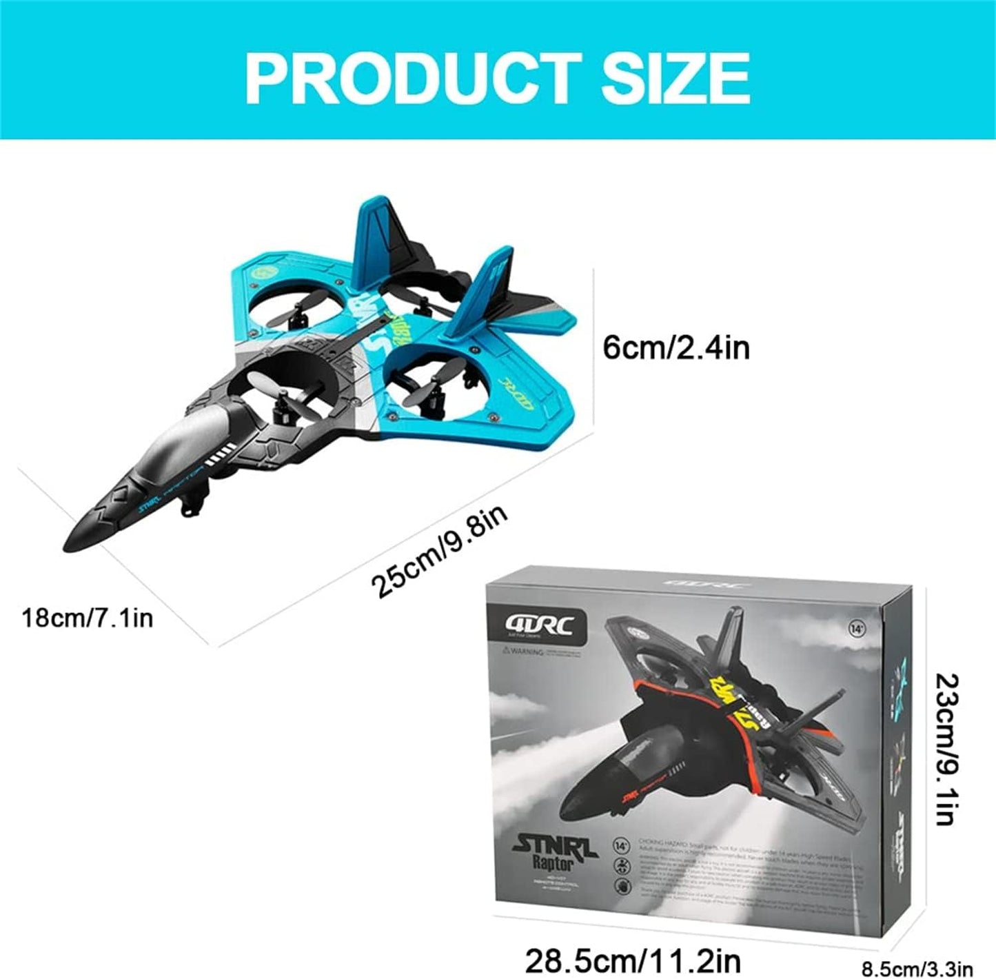 4DRC - V17 RC Jet Fighter | 2.4GHz, 360° Stunt Spin Remote & Light