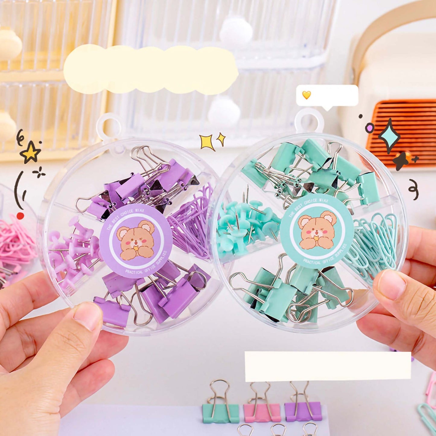 Paper Clips - Binder Clips & Push Pins Set