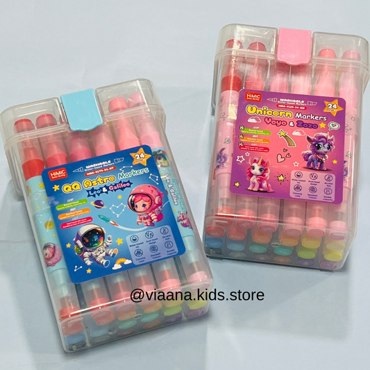 Astro-Unicorn Markers | Washable | 24 colours | Double Head