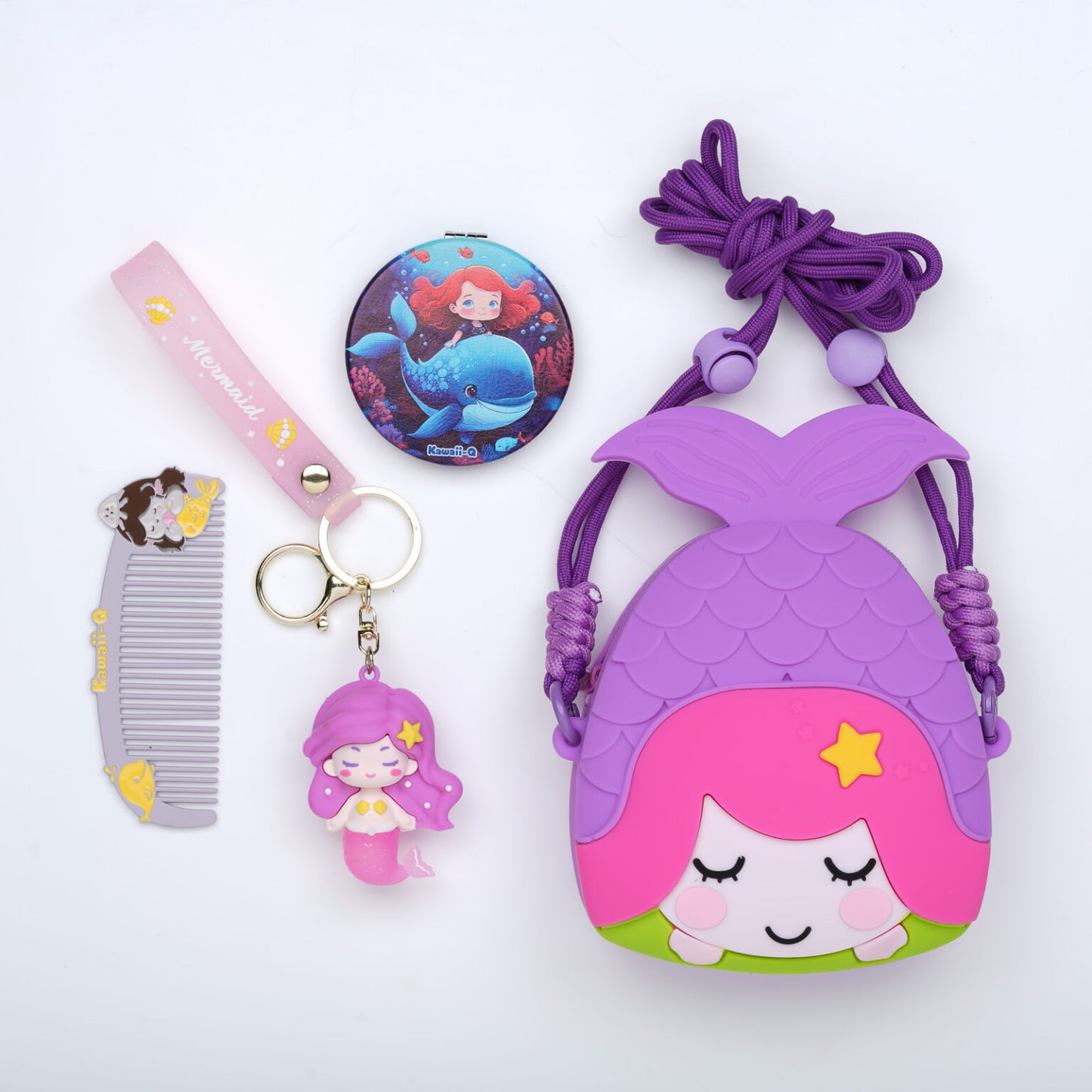 Mermaid Mania - Sling Bag with Mirror, Comb and Keychain