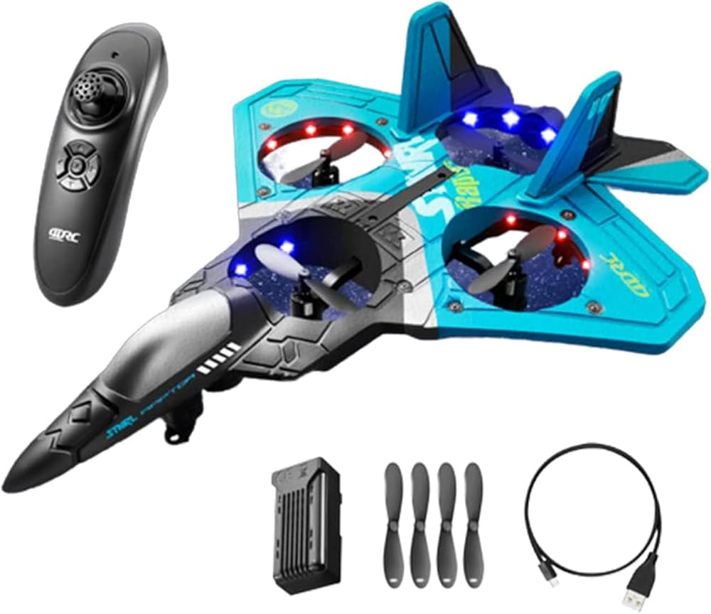 4DRC - V17 RC Jet Fighter | 2.4GHz, 360° Stunt Spin Remote & Light