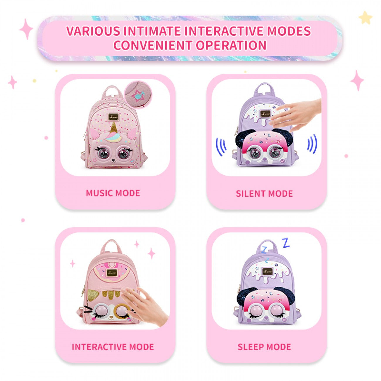 Supercute - Interactive Winking Eyes Backpack, Talking Mode & Music Playback