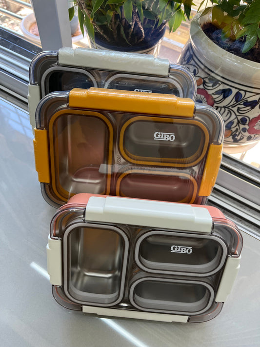 GIBO - 3 Grid | 100% Spill Free | Stainless Steel Lunchbox