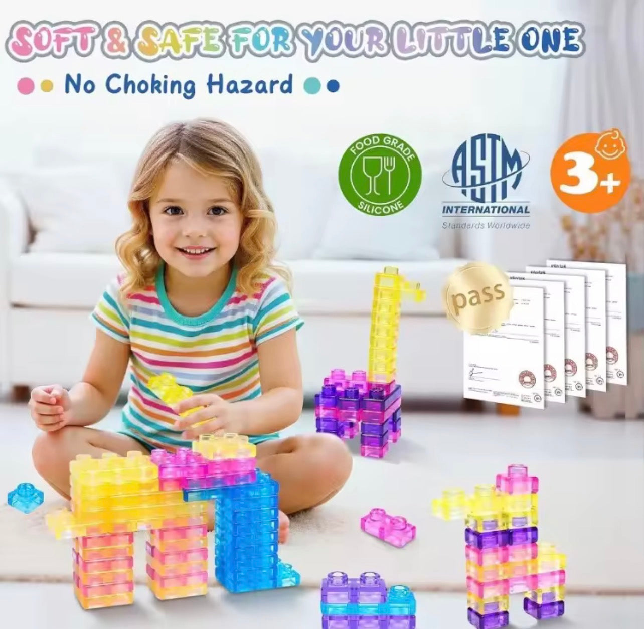 Big Gummy Blocks - 56pcs | Montessori, Sensory, Squishy and Stretchable