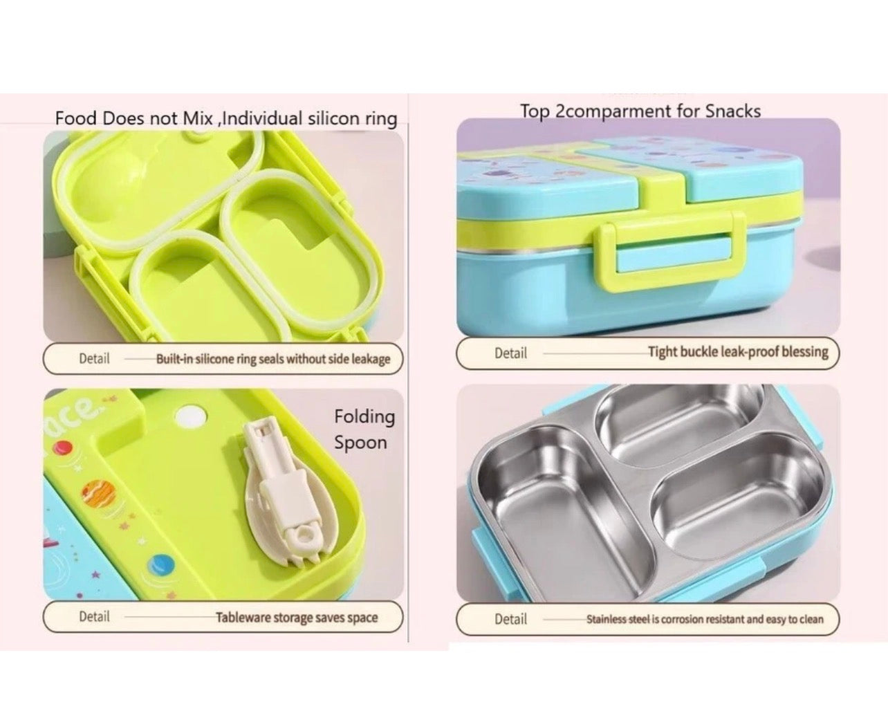 LaxSon - 3 Grid Spill Free Mini Lunchbox