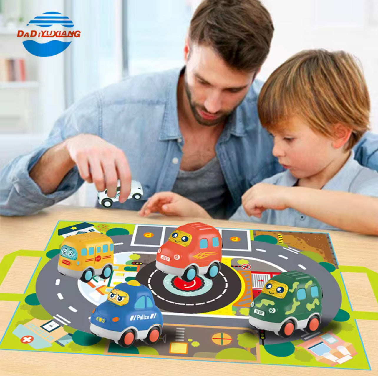 Cartoon Vehicle - Big Mat with Sliding Car Set with Music, Light