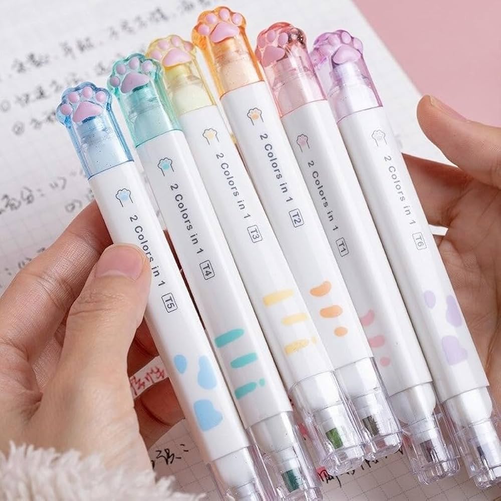 Cat Paw Highlighter Chisel Pen | 12 Color