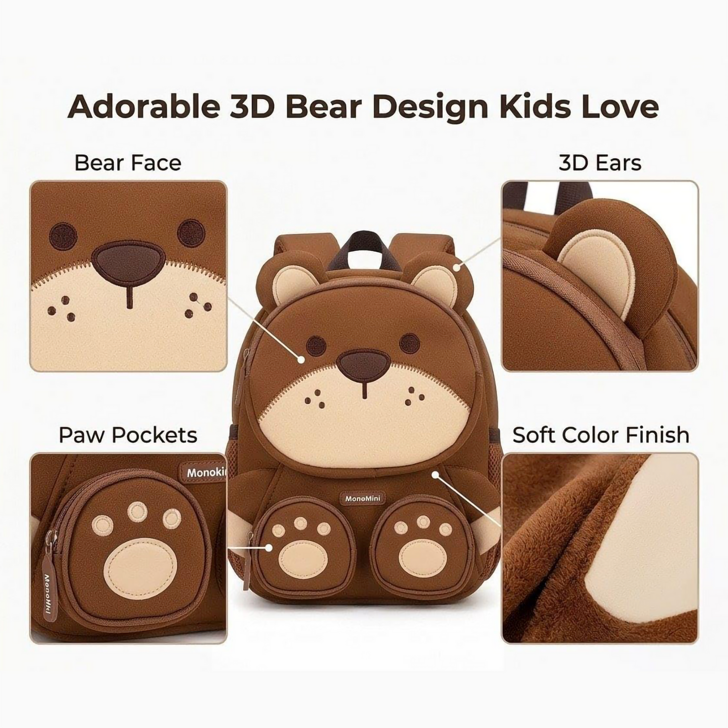 3D Toddler Backpack - 12”
