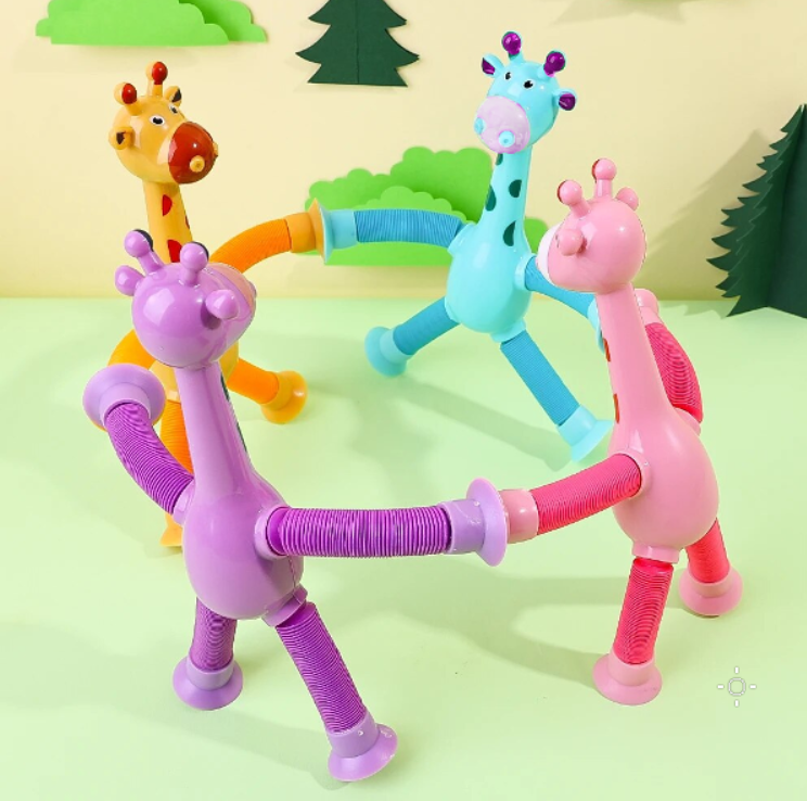 Girraffe Telescopic Suction Cup Toys - LED Light | Pop Tubes