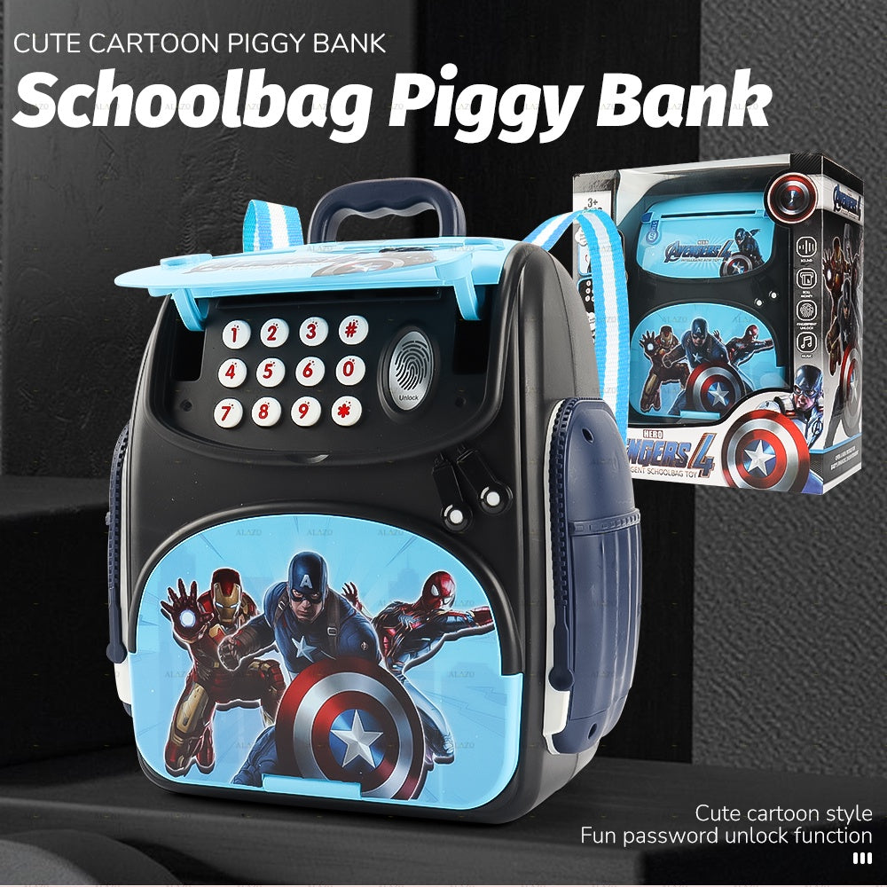 Kids Backpack Design Piggy Bank with Finger Press Functions