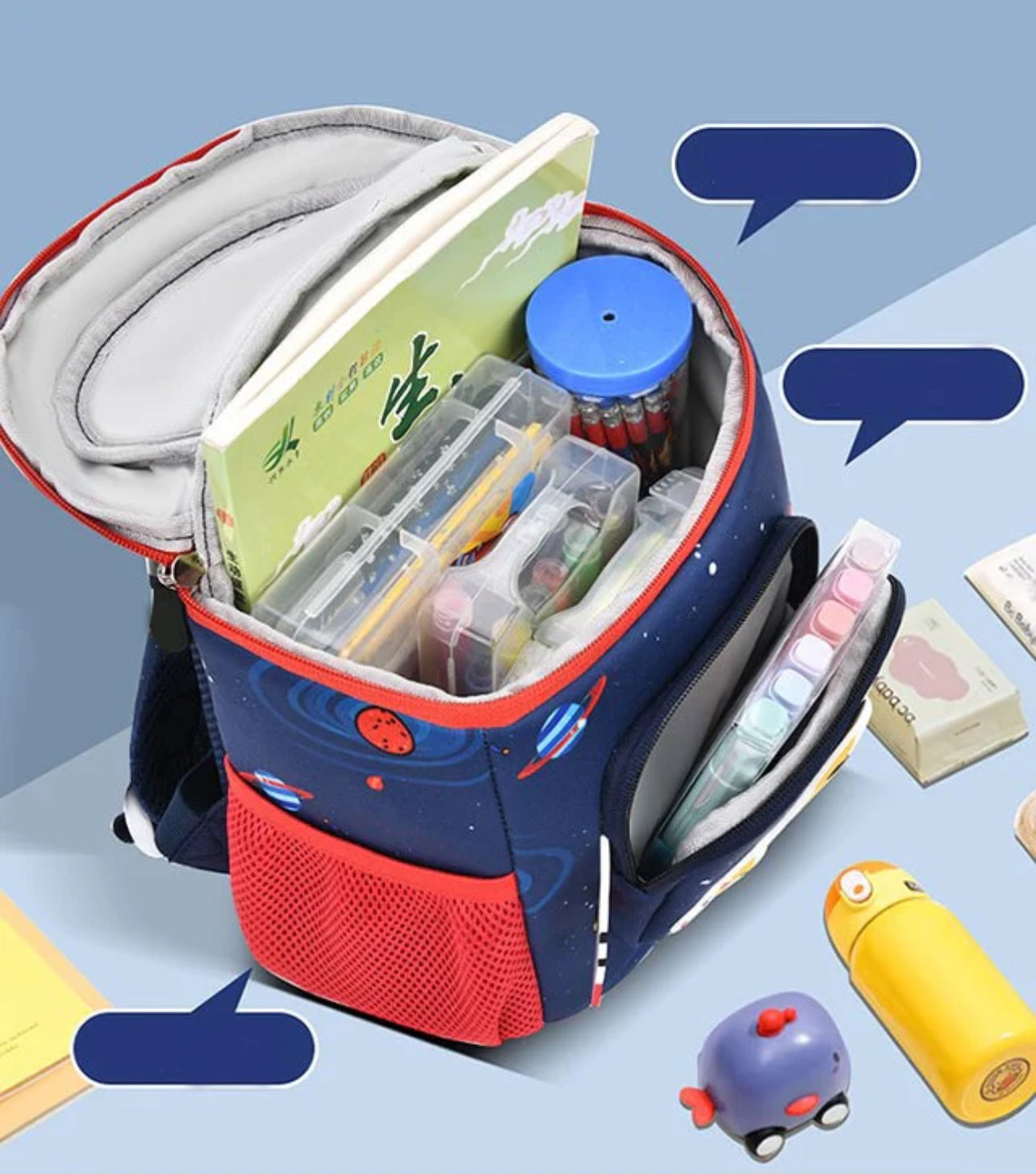 3D Rocket Design Backpack for Kindergarten Kids