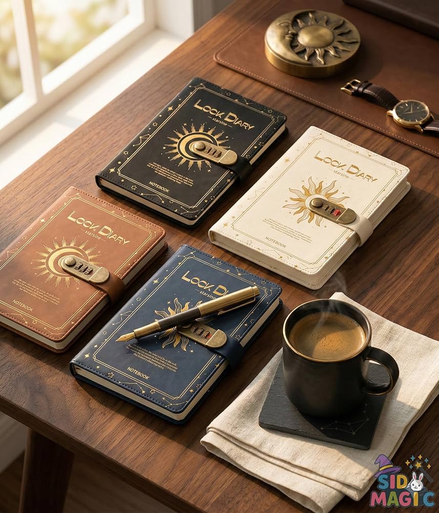 Starshine  Lock Diary: Premium Hardcover Journal with Combination Lock & Gold Design