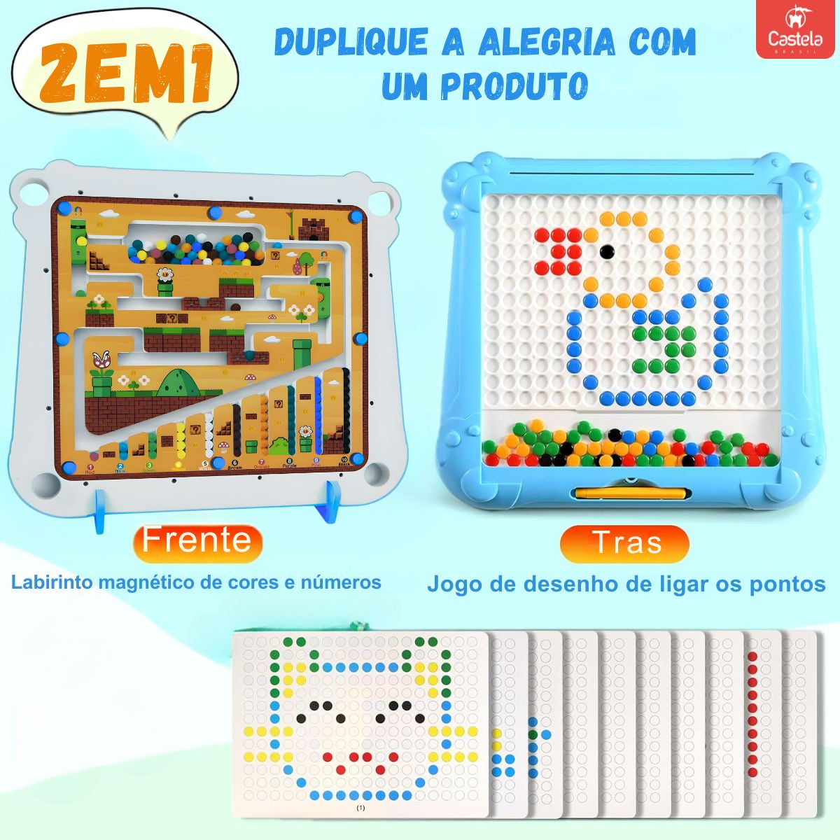 2-in-1 Magnetic Dot Drawing Board & Magnetic Maze for Kids