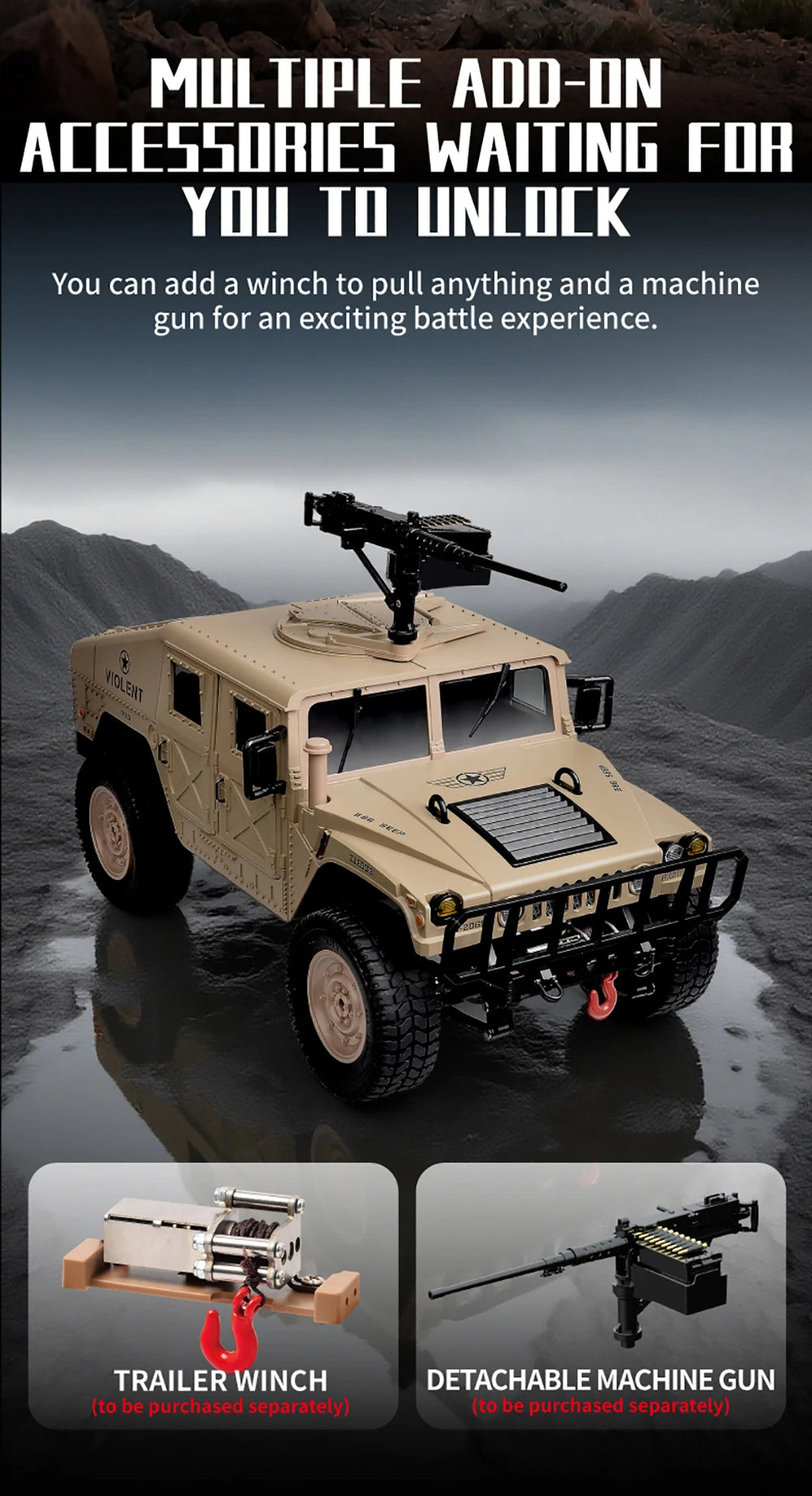 JJRC - Hummer Military Simulation 1/14 2.4G 4WD RC Crawler