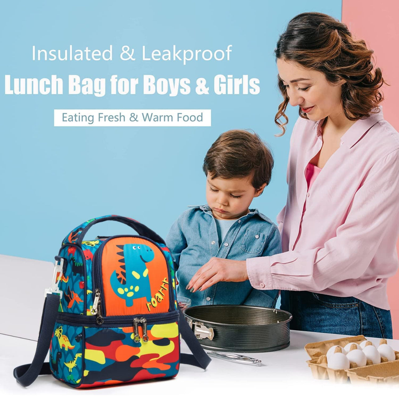 Cooler Bento Lunch/Picnic Bag - Big Two Compartments | Insulated