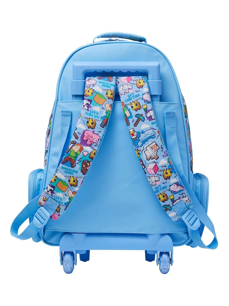 Smiggle - 18” Minecraft Blue Trolley Backpack