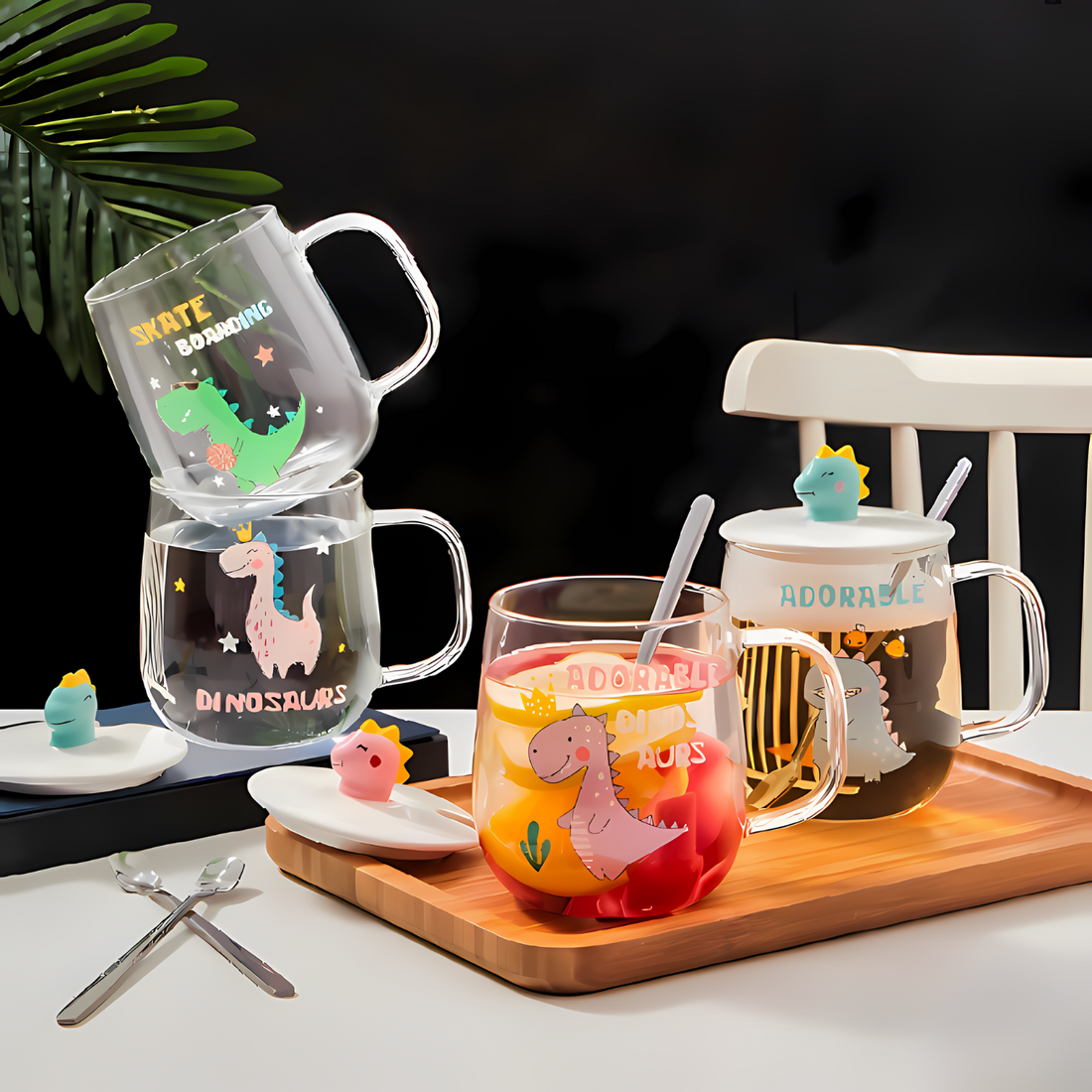 Unicorn-Dino Glass Milk Mug - 350 ml