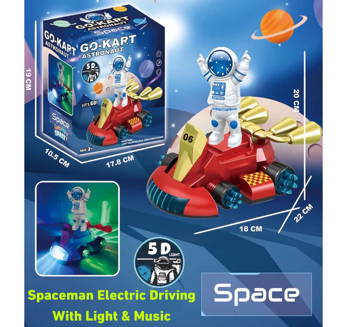 Go Kart Astronaut Car Toy With Light, Music, 360° Rotation, Bump and Go