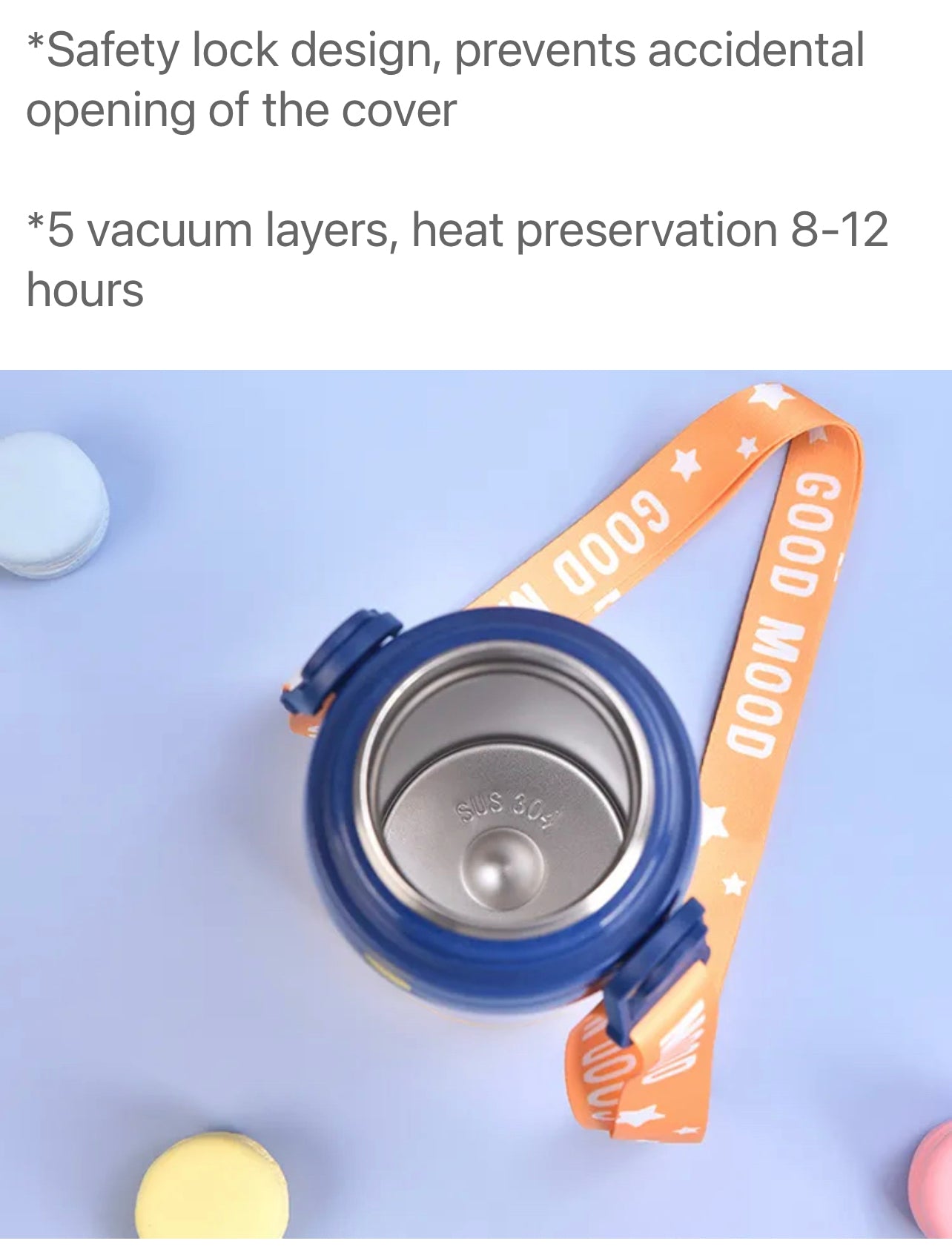 Space Vacuum Flask with 2 Caps