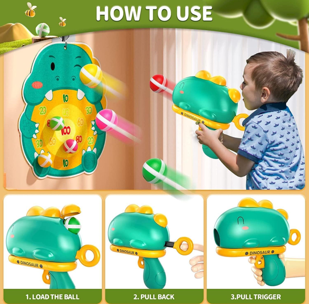 Dino Ball Gun : Aim Shooting Board Game