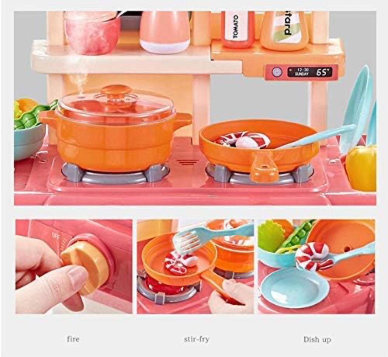 Big Kitchen Pretend Set | 42pcs | Water Spray | Mist | Music