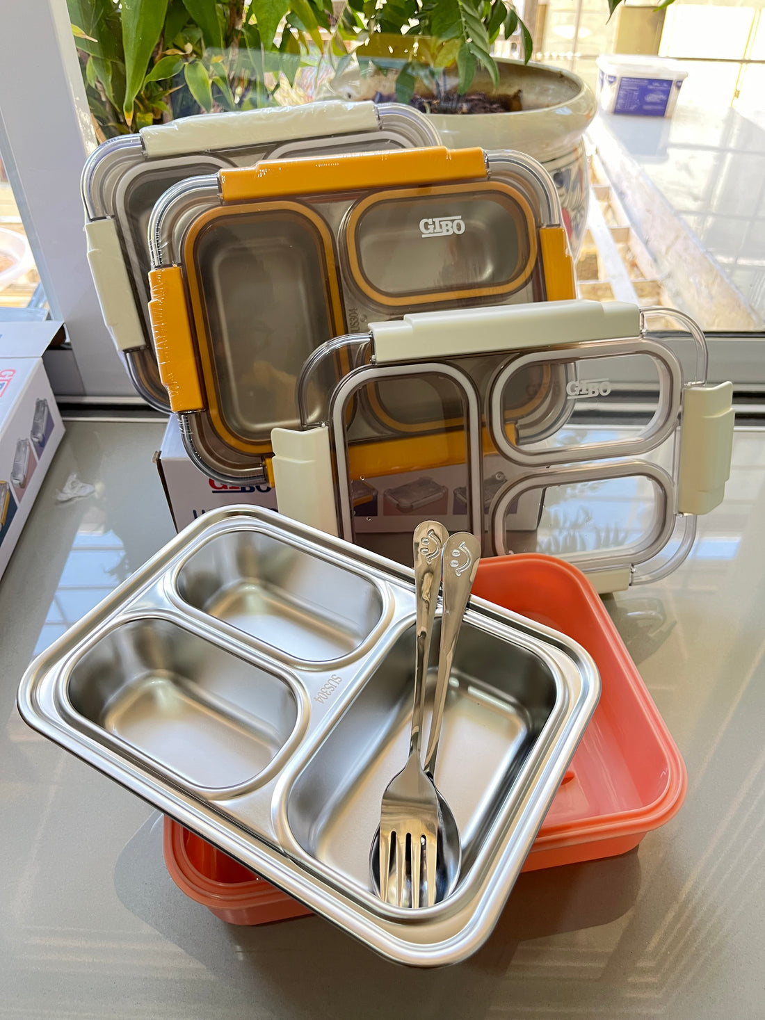 GIBO - 3 Grid | 100% Spill Free | Stainless Steel Lunchbox