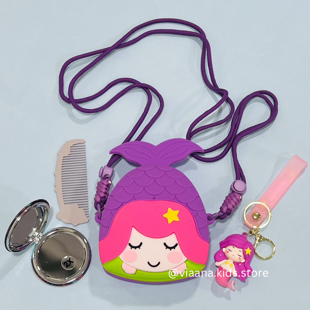 Mermaid Mania - Sling Bag with Mirror, Comb and Keychain