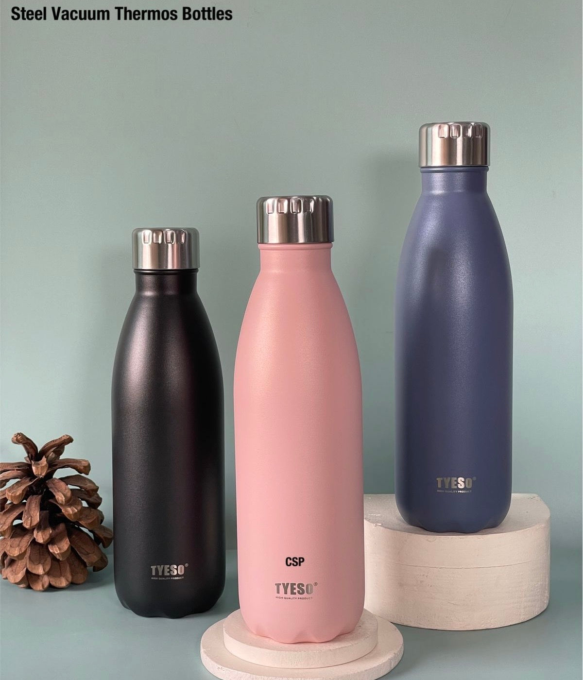 Tyeso - 1 Litre Insulated Vacuum Steel Bottle (Hot/Cold)