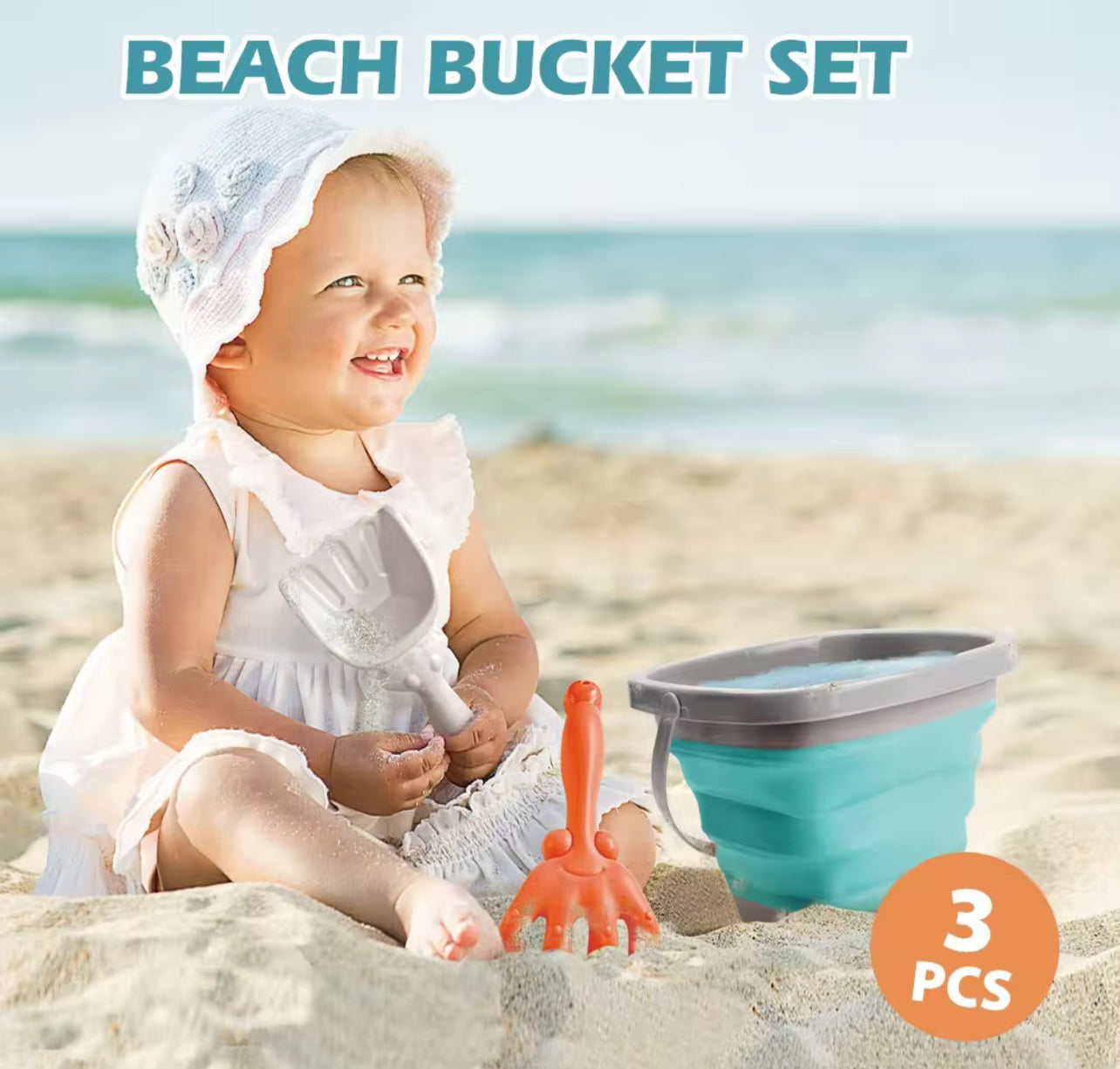Beach Toys - 3pcs Bucket Toy Set