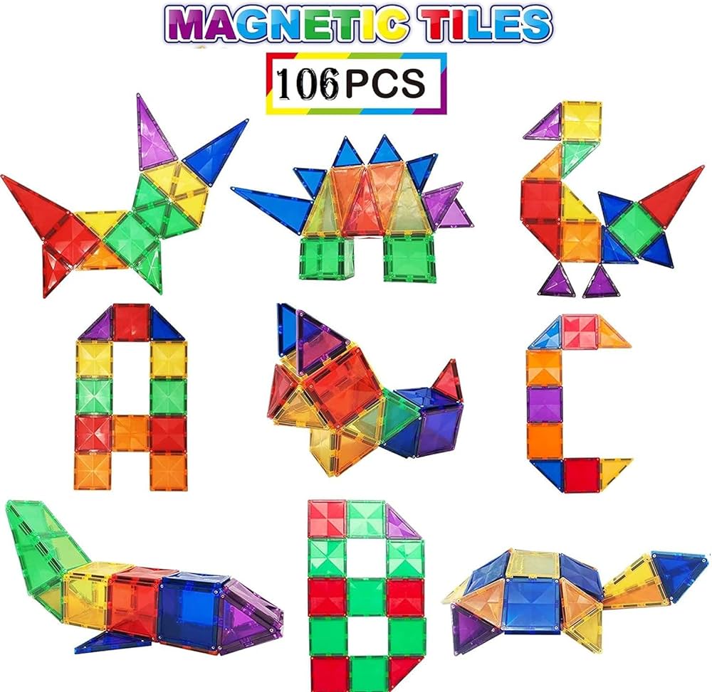 106pcs Magnetic Tiles - STEM | Fun Learn  | Perfect Gift