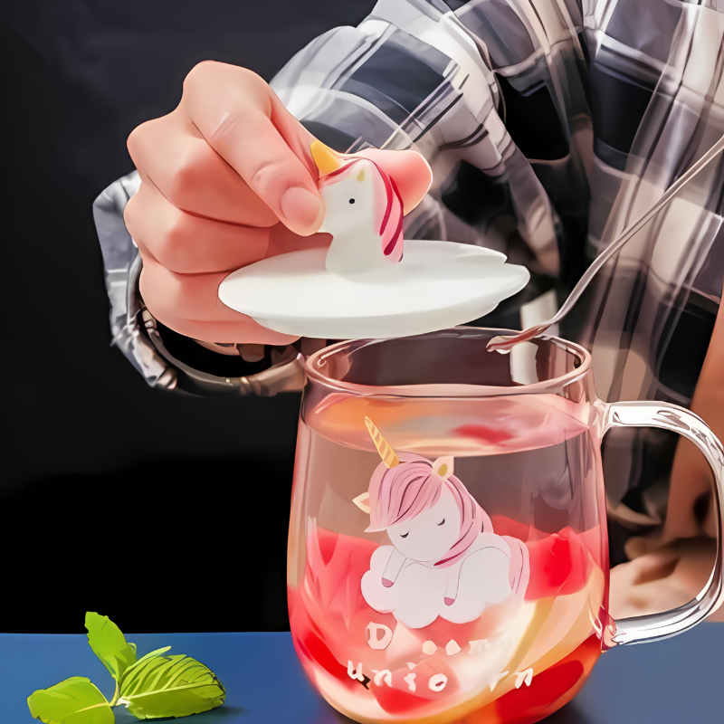 Unicorn-Dino Glass Milk Mug - 350 ml