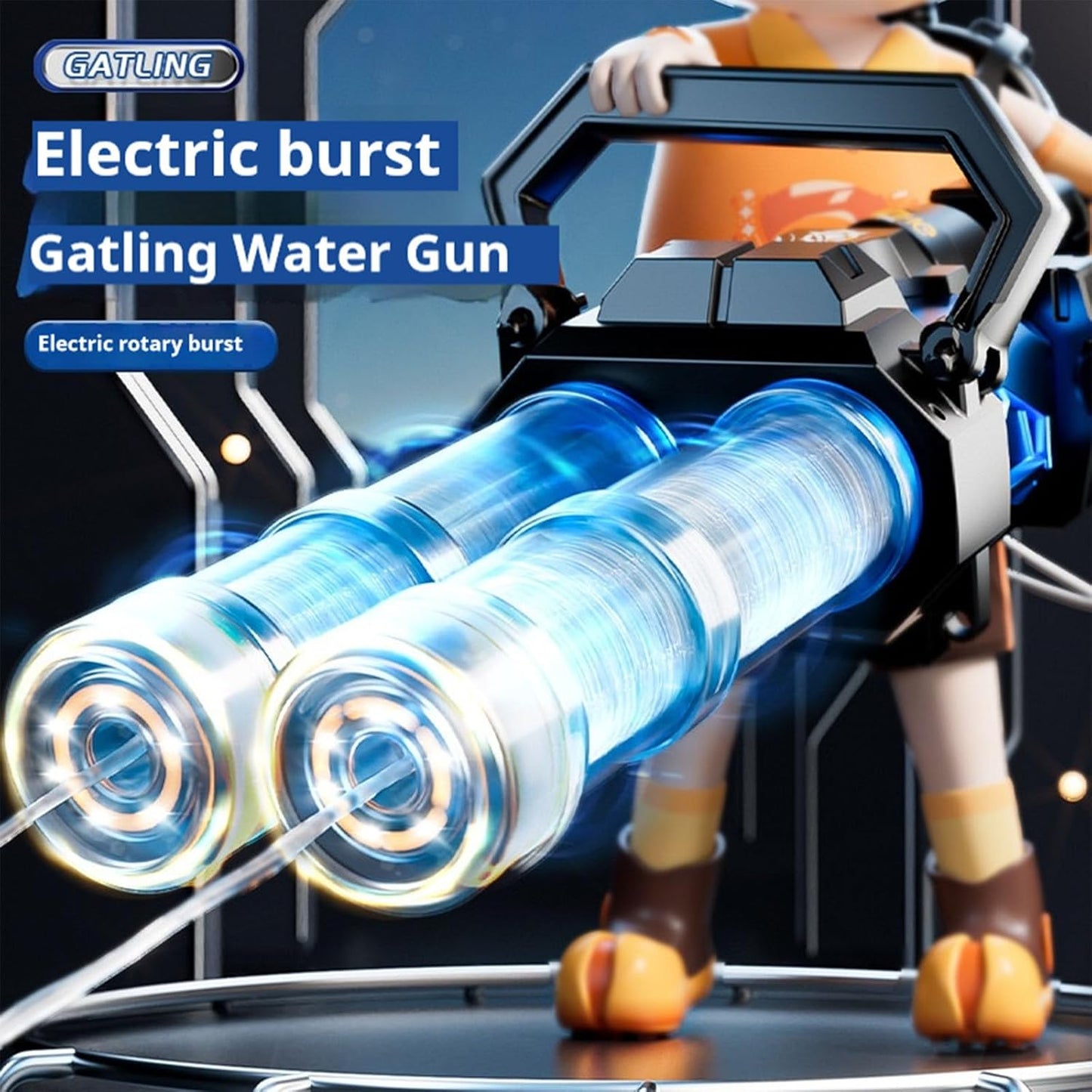 Gatling Fighter - Double Barrel Water Gun with LED Shooting Light