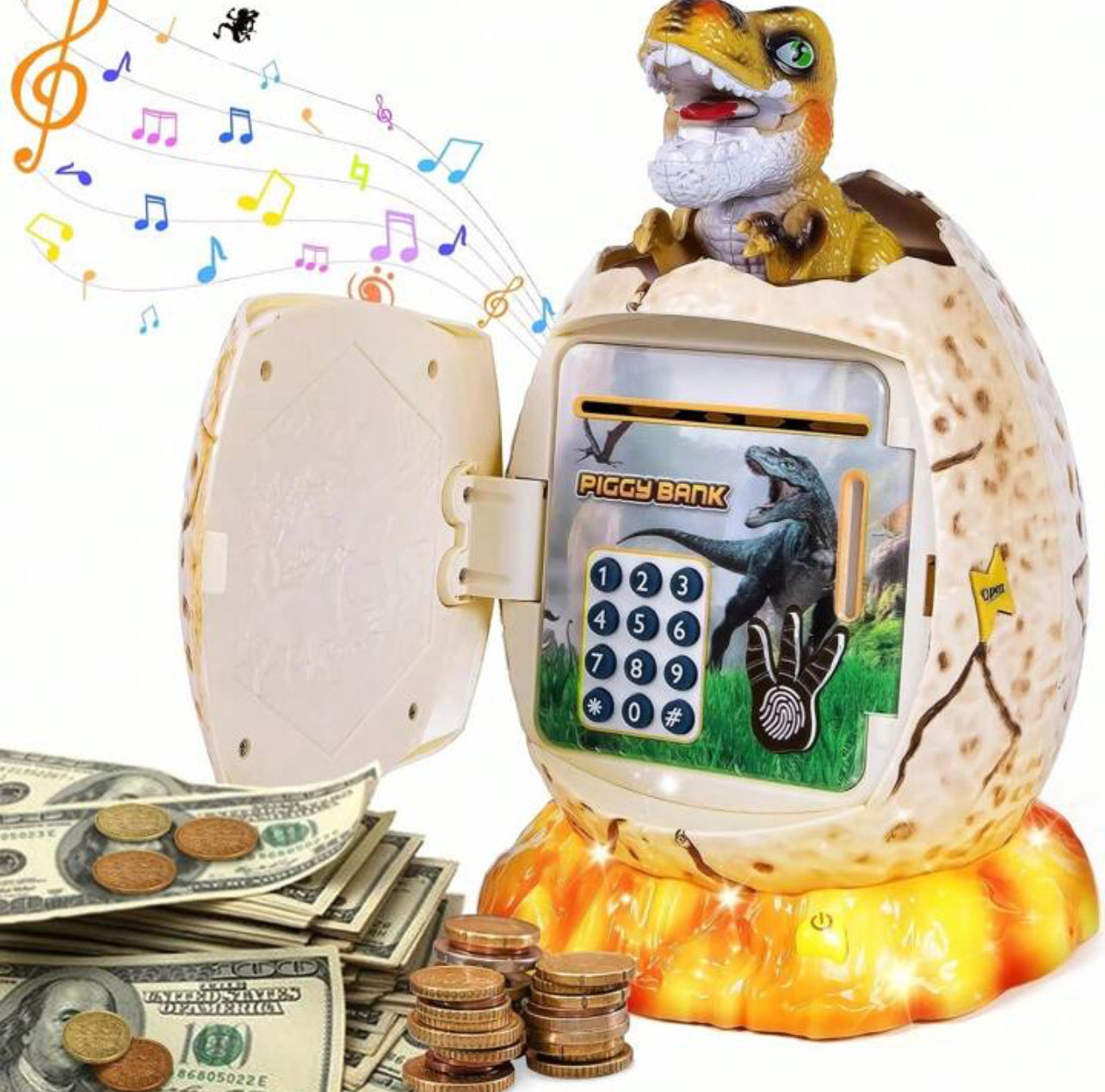 Big Dinosaur Piggy Bank With Electronic Fingerprint Password