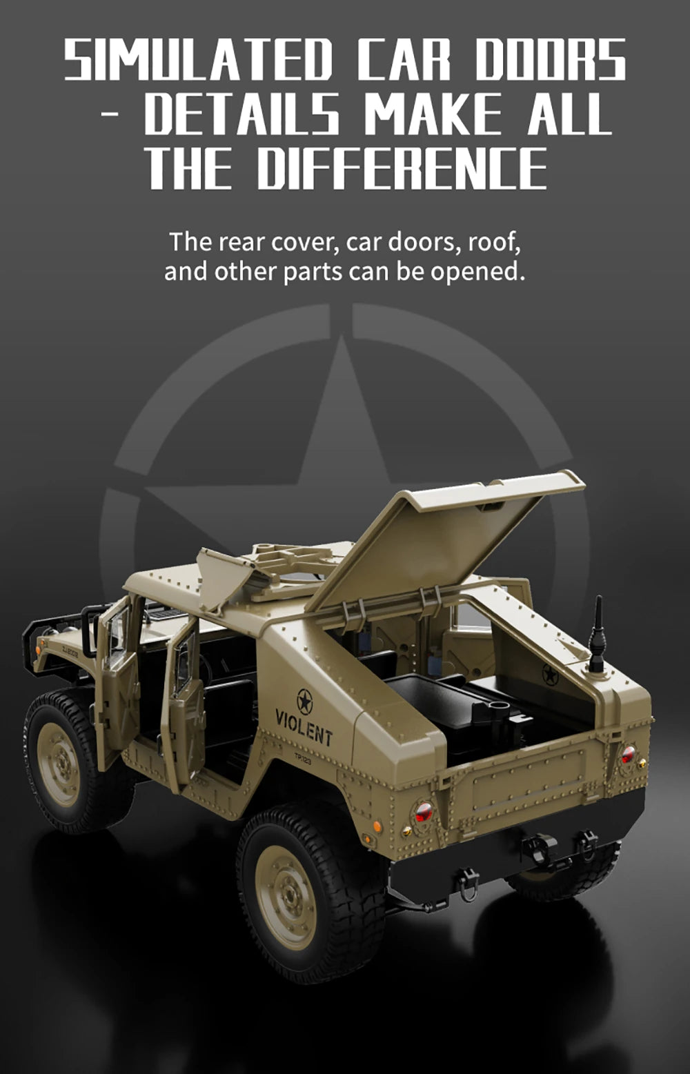 JJRC - Hummer Military Simulation 1/14 2.4G 4WD RC Crawler