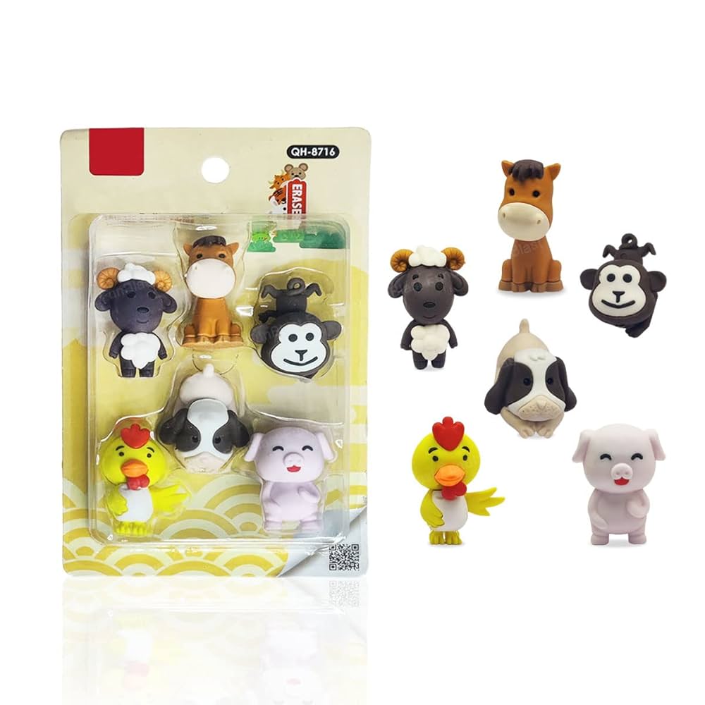 3D Animals Eraser Set