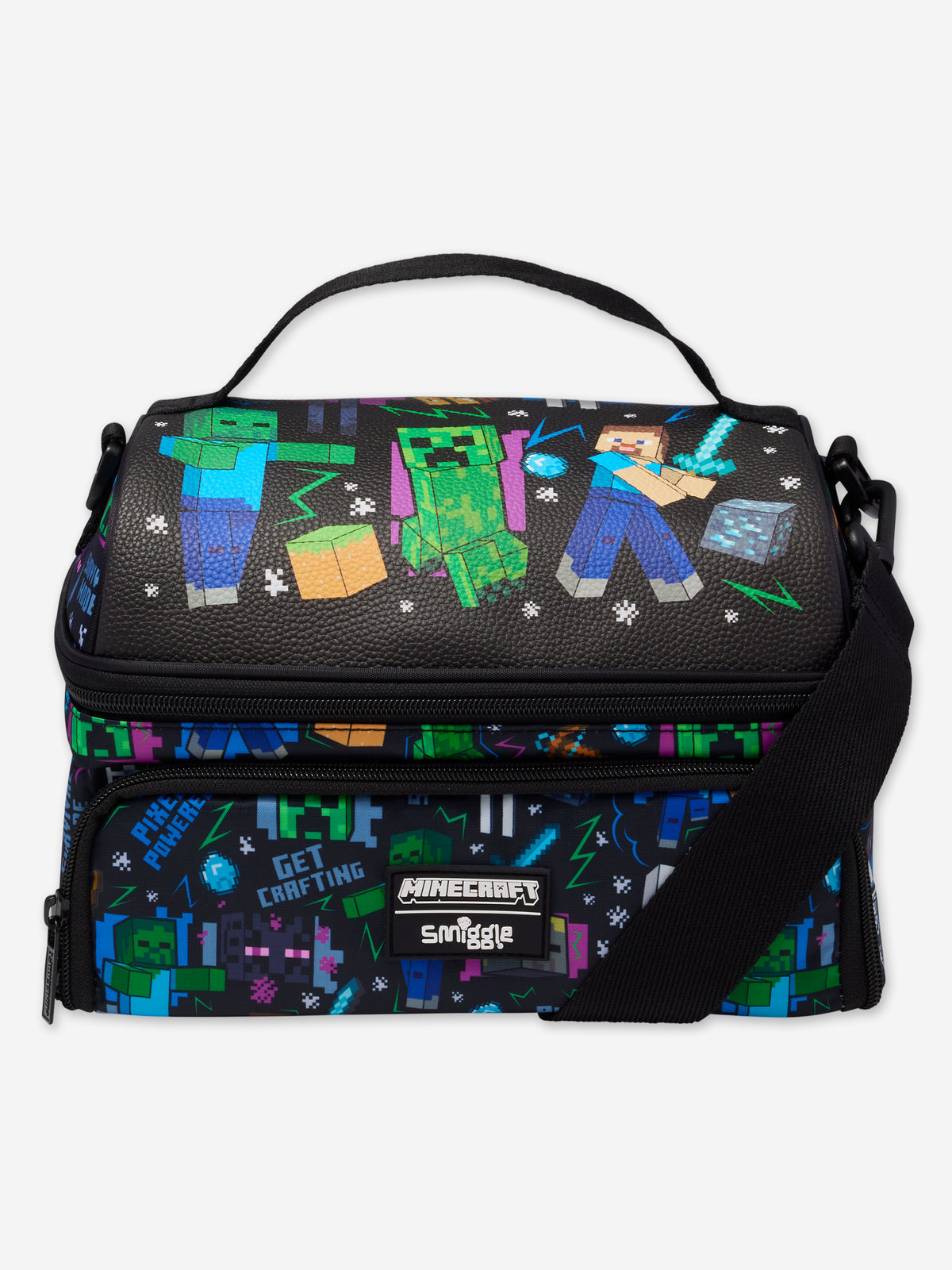 Smiggle x Minecraft Black - Double Decker Lunch Bag