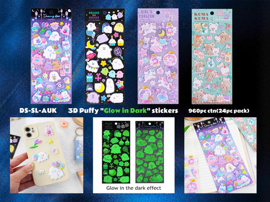 3D Puffy - Glow in Night Stickers