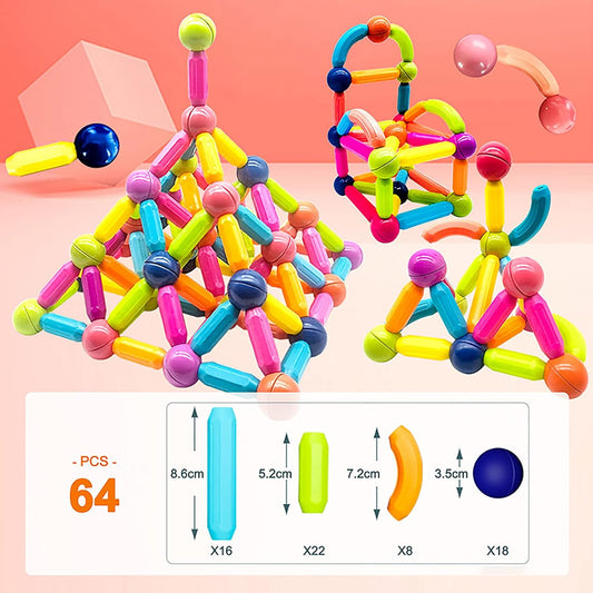 64pcs Magnetic Sticks and Balls Set | STEM | Educational