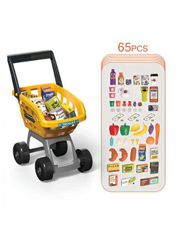 Kids Supermarket Play Set - Shopping Cart, Scanner & Cash Register | Pretend Play Grocery Store