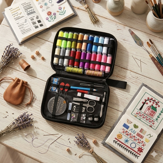 Embroidery Sewing Kit with Guidebook - 97pcs