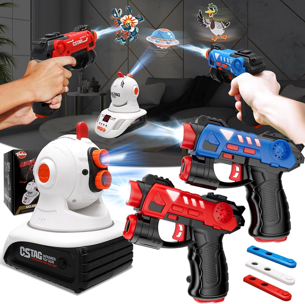 Infrared Laser Tag Set with Projector - 2 Player Infrared Mini Laser Tag Guns for Kids
