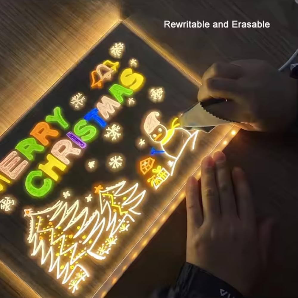 3D Acrylic LED Note Board with Pen & Light