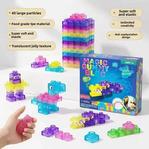 Gummy Blocks - 40pcs | Montessori, Sensory, Squishy and Stretchable | PreBooking (approx 10th June)