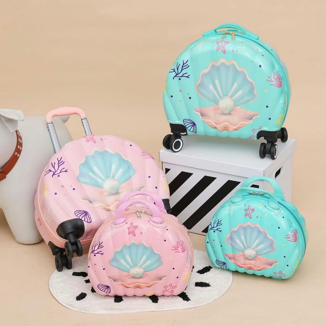 Sea Shell Shaped Trolley Bag with Vanity