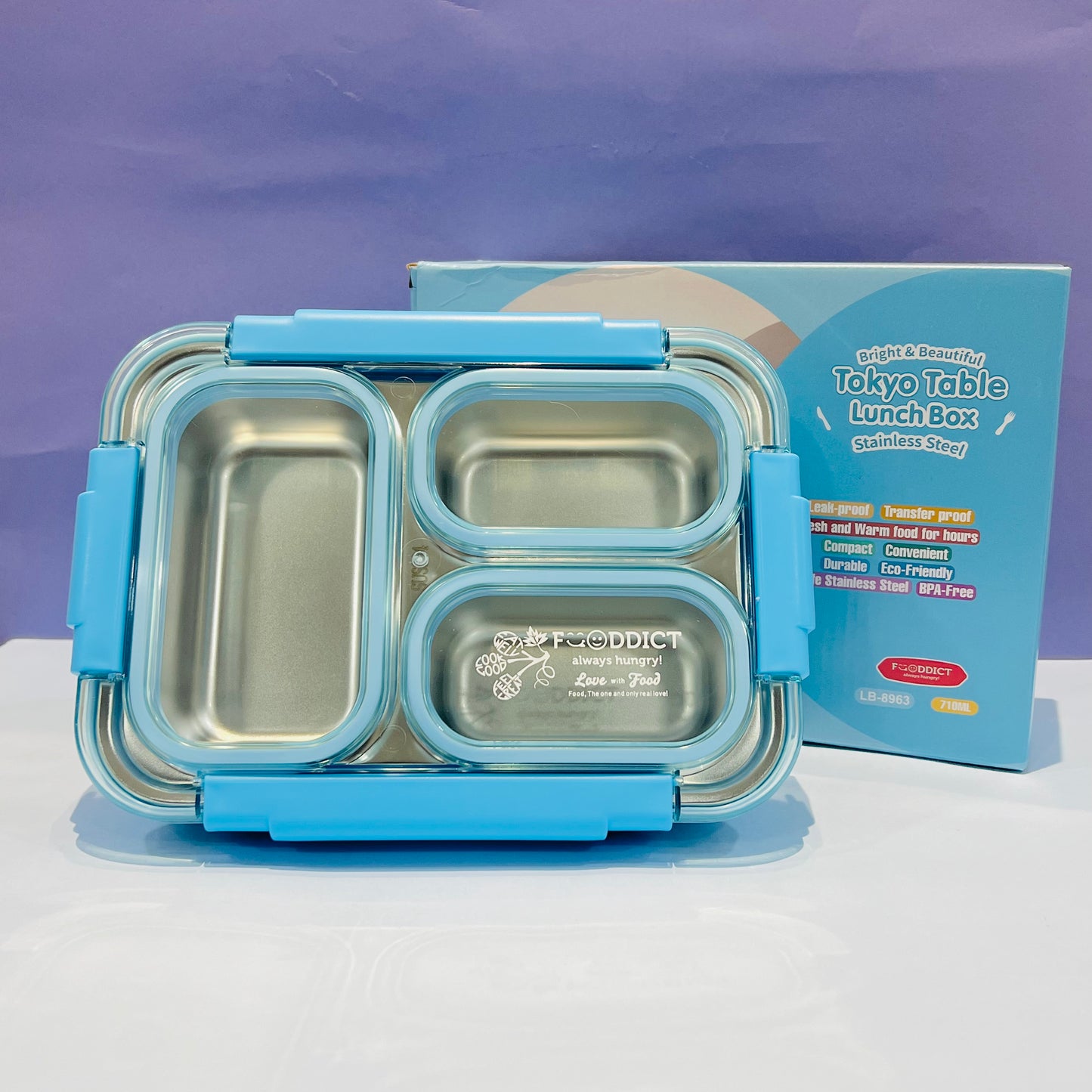 100% Spill Free - 3 Compartments Lunchbox (710ml)