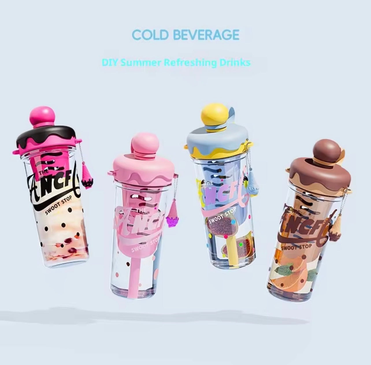 Ice Cream Straw Cup with Sling n Stainer | 880ml